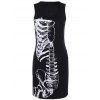 Casual Skeleton Print Sleeveless Dress - BLACK XL