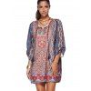 Women 's  ethnique col en V à manches 3/4 Robe imprimée tribal - Rouge L
