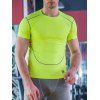 T-shirt col rond Linellae design ajusté à séchage rapide à manches courtes hommes  's - néon Verte XL