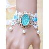 Bracelet Dentelle Fleur élégante perle de Faux - Bleu 