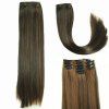 Extension de Cheveux Lisse Synthétique Droite Longue pour Femme - Noir et Brun 