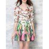 s 'Dress V-Neck Charme imprimé floral Minceur Femmes - multicolore L