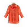 Gauzy Pure Color High Low Shirt pour les femmes - Saumon Foncé XL