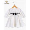 Blanc bowknot Embellish dentelle Splice robe - Blanc CHILD-4