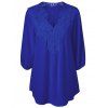 Blouse Oversize  en Crochet Superposition Col Tunisien - Bleu Saphir XL