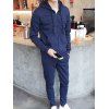 Hooded Solid Color Plus Size Long Sleeve Men 's  Sport Suit (Hoodie + pantalon) - Bleu profond 5XL