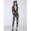 Plongeant Neck Emoji Costume Jumpsuit s 'Chic Femmes - Noir L