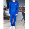 Col rond Applique Plus Size manches longues hommes d  'Sport Suit (Sweatshirt + pantalon) - Bleu M