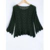 Solid Color Scoop Neck manches cloche Sweater - vert foncé ONE SIZE(FIT SIZE XS TO M)