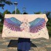 Magnificent Ethnic Style Angel Wings Feather Pattern Fringed Women's Shawl Wrap Scarf - Kaki Léger 