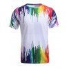T-shirt col rond 3D Colorful Splash-encre imprimée à manches courtes hommes s ' - Blanc 2XL