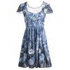 Rafraîchissant Mesh Dress Floral Spliced - Bleu 2XL