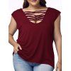 Plus Size Femme élégante de l  'Criss Cross Top - Rouge vineux XL