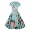 affordable retro sweetheart neck cap sleeve floral print flare dress