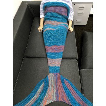 

Chic Quality Super Soft Crochet Knitted Mermaid Tail Sofa Blanket, Blue