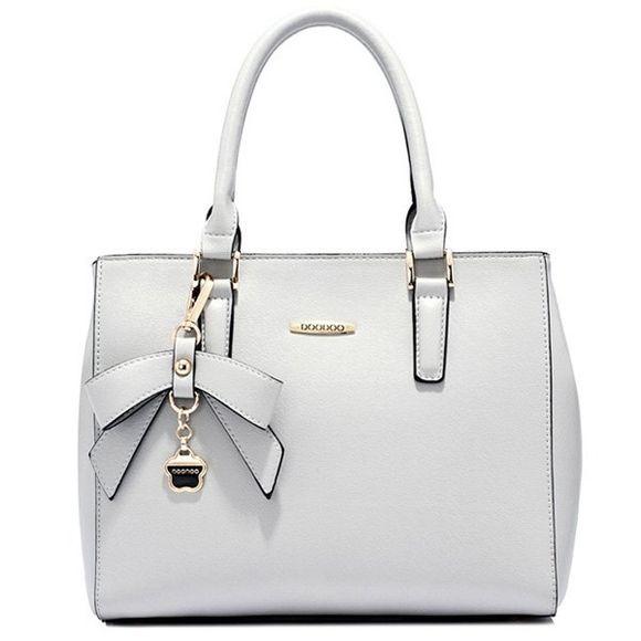 Graceful Bow and PU Leather Design Women's Totes - Gris 