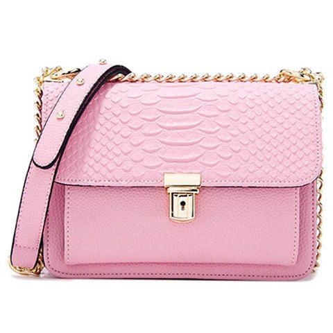 Trendy Pattern and Chains Design Women's Crossbody Bag - Rose 