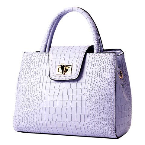 Mode Twist-Lock et Crocodile Print Design Femmes  's sac fourre-tout - Violet clair 