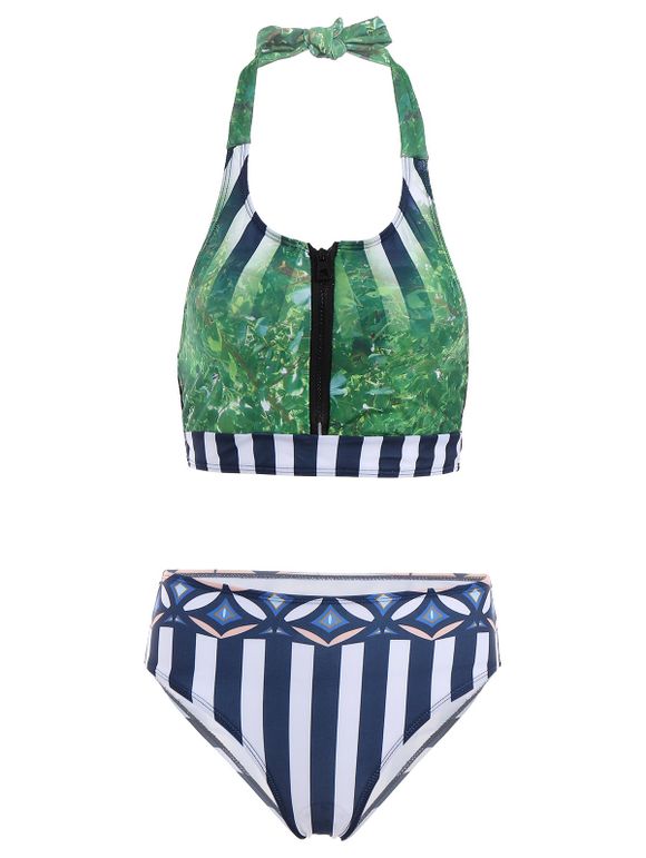 Grassland Sexy Imprimer Halter Bikini Set pour les femmes - Vert M