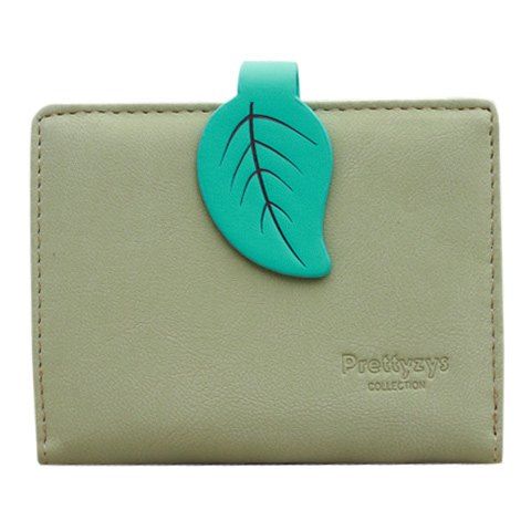 Trendy Leaf and Bi-Fold Design Women's Small Wallet - Vert 