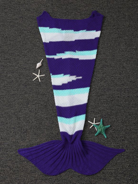 Haute Qualité Tail Blanket Color Block Crochet Tricoté Mermaid - multicolore 
