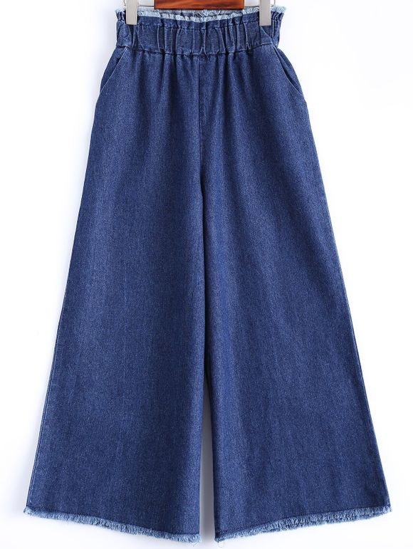 Effilochés Wide Leg Jeans - Bleu Toile de Jean 2XL