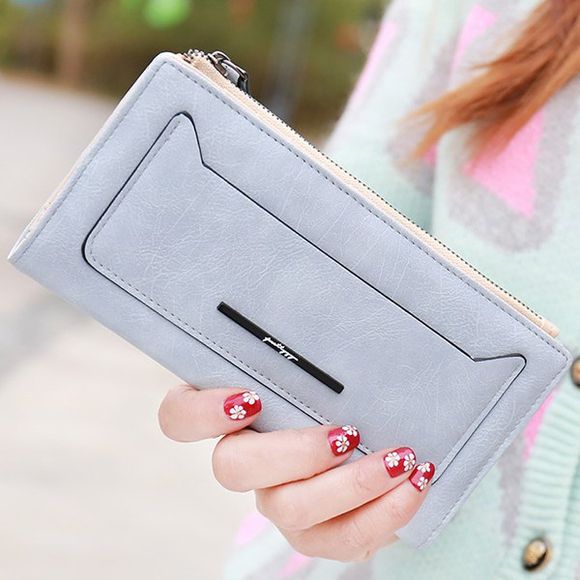 Trendy Couleur Solide et Zipper design Femmes  's Wallet - Gris Clair 