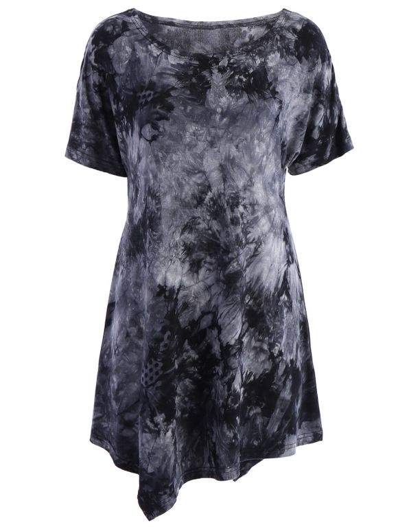 Leisure Style Jewel Neck Short Sleeve Solid Color T-Shirt For Women - Noir XL