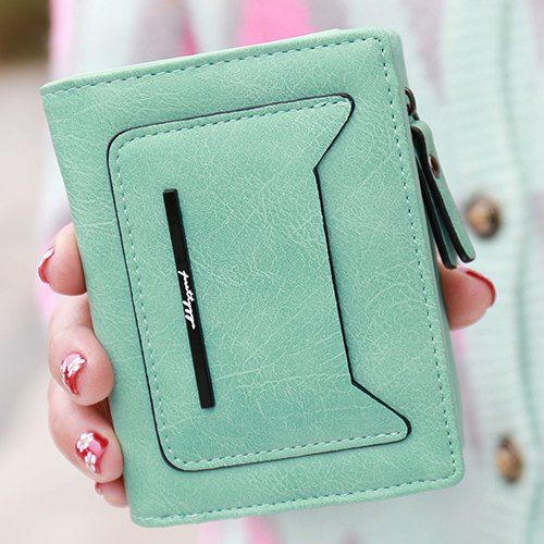 

Simple Magnetic Closure and PU Leather Design Women's Wallet, Green