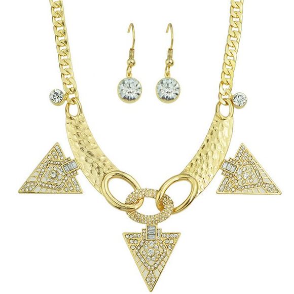 Élégant Agrémentée strass Triangle Set Collier pour les femmes - d'or 
