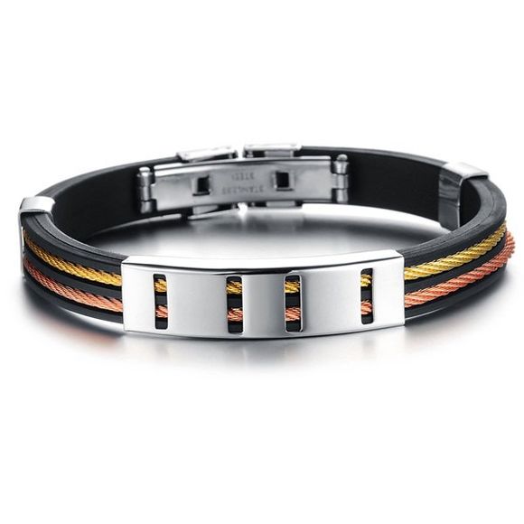 Bracelet en silicone simple de la chaîne Cable Wire For Men - multicolore 