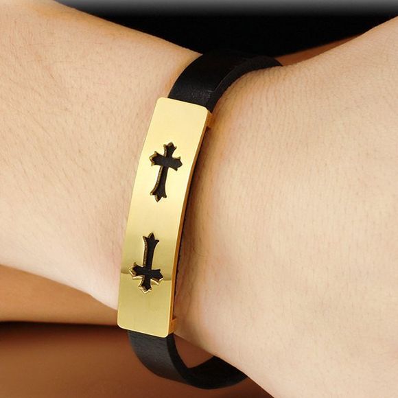 Simple Cross Faux Bracelet en cuir pour les hommes - Noir 