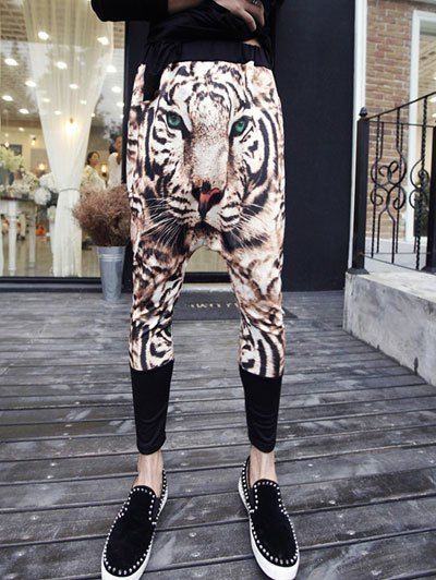 Tiger Imprimé en vrac Harem Fitting Pants For Men - Imprimé Tigre M