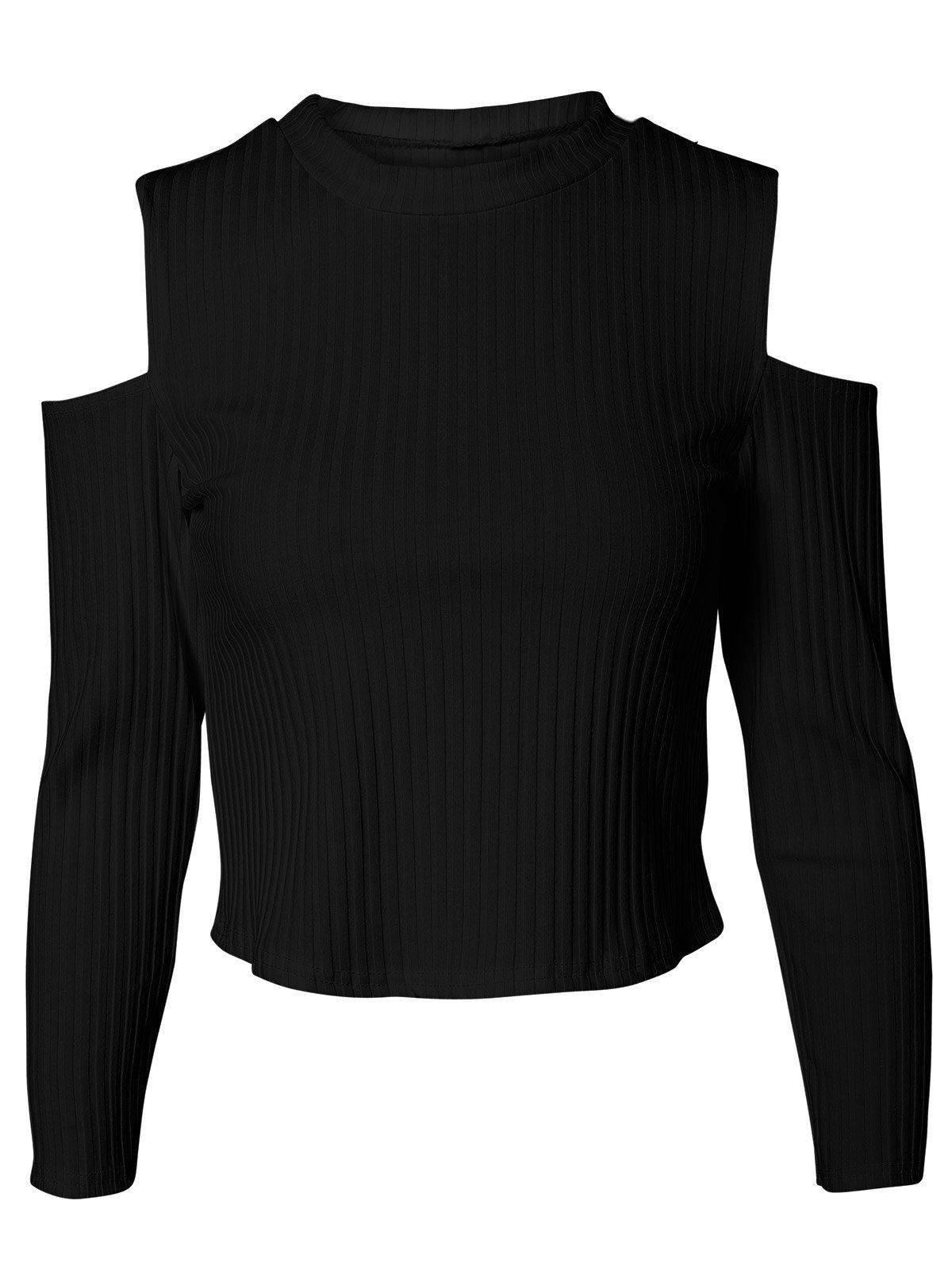 

Charming Cut Out Ribbed Slimming Women's Knitwear, Black