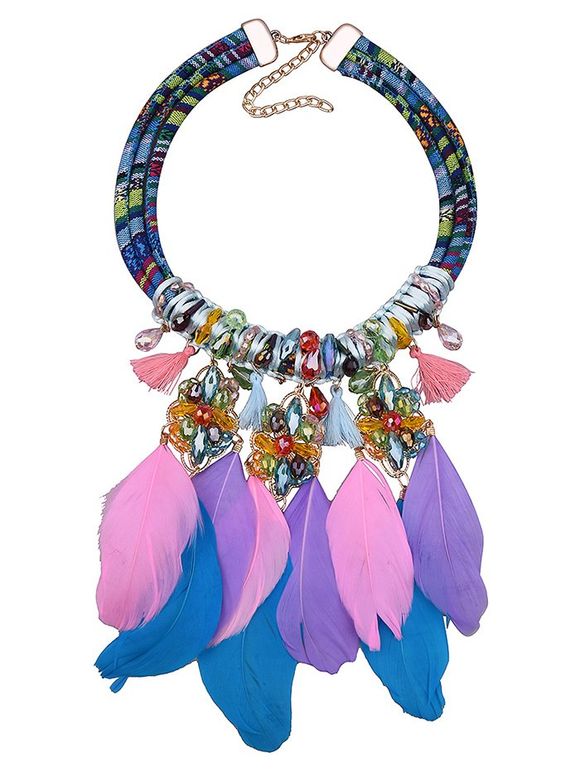 Bohême Style Feather Floral Collier Tassel - multicolore 