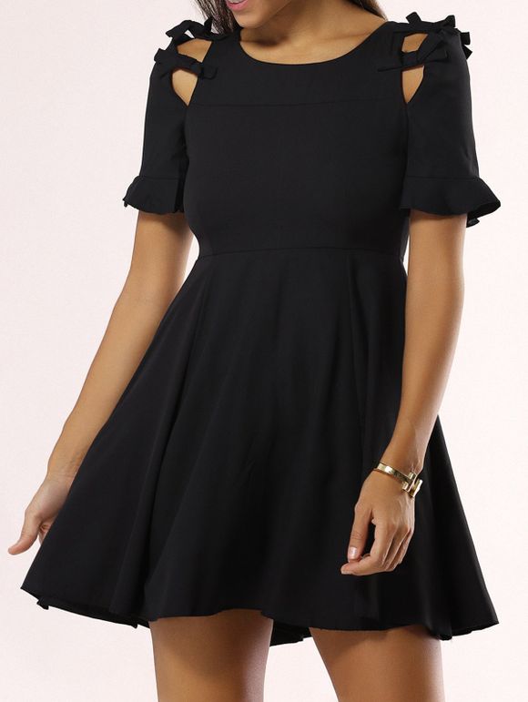 Superbe bowknot creux Dress Out For Women - Noir XL