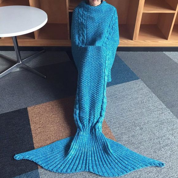 Chaleur Bleu Crochet Knitting Mermaid Tail design Blanket - Bleu 