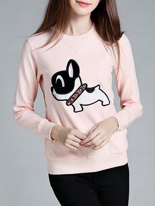 

Stylish Poppy Pattern Front Pocket Round Collar Sweatshirt, Pink