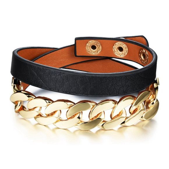 Fashion Faux cuir Chainsaw Layered Strand Bracelet pour les femmes - Noir 