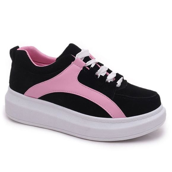Chaussures de Sport pour Femmes Loisirs Épissure de couleur et Suede Design - Noir 38