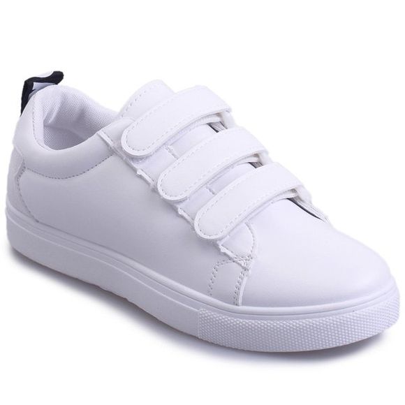 Casual PU Leather and Letter Pattern Design Women's Athletic Shoes - Blanc 39