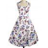 Vintage Halter Floral Fit et Flare Dress For Women - Blanc 2XL