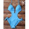 Lace-Up Design Backless V-Neck Solid Color Sexy Style One-Piece Swimwear - Azur ONE SIZE