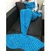Élégant Knitting Fleurs Design Sirène Forme Blanket - Bleu 