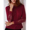 Sleeve Casual Splicing Lace long T-shirt pour les femmes - Rouge vineux M