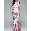 Trendy Backless manches courtes Tie Dye Dress Skinny pour les femmes - multicolore L