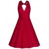Charme Pure Color Retour Robe bowknot pour les femmes - Rouge L
