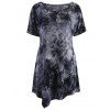 Leisure Style Jewel Neck Short Sleeve Solid Color T-Shirt For Women - Noir XL