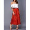 Chic Off The Shoulder Crop Top + Furcal Pantalon large Femmes Twinset  's - Rouge M