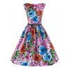 Manches florale élégante robe Flare pour les femmes - multicolore 2XL